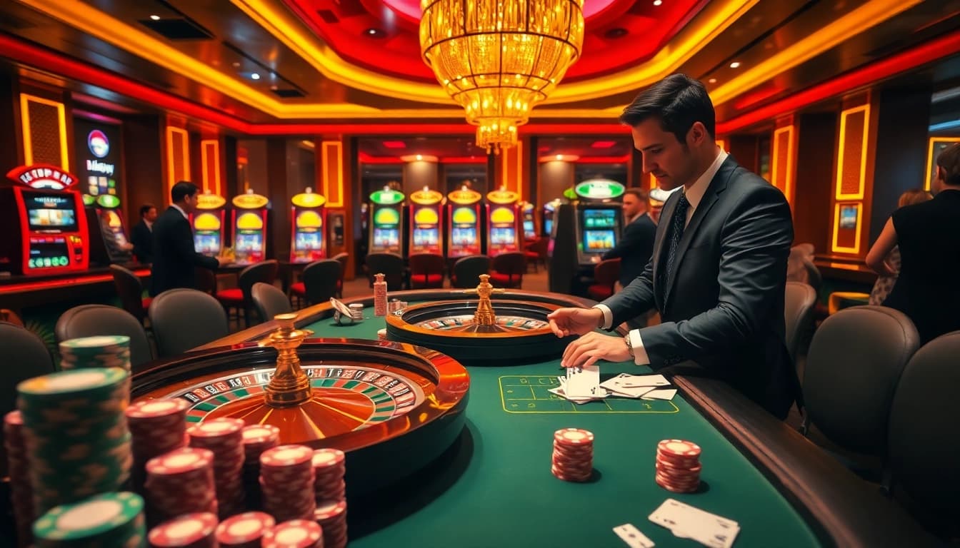 Engage in thrilling gameplay at topclub's luxurious casino table with vibrant chips and cards.