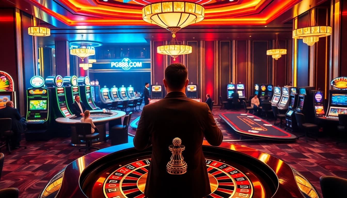Experience thrilling gameplay at PG88.COM with vibrant casino tables and exciting slot machine action.