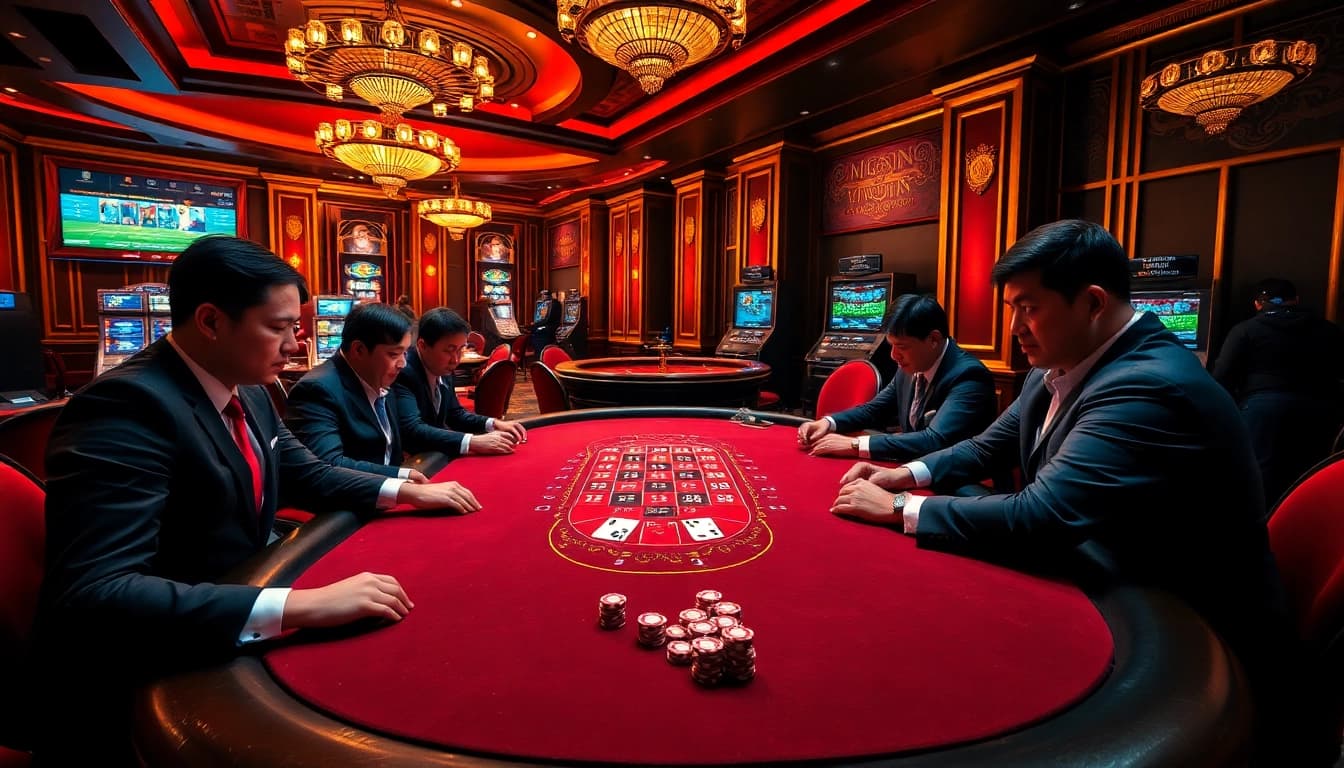 Engage in thrilling poker gameplay at a luxurious casino with Daftar Modal138 chips scattered on the table.