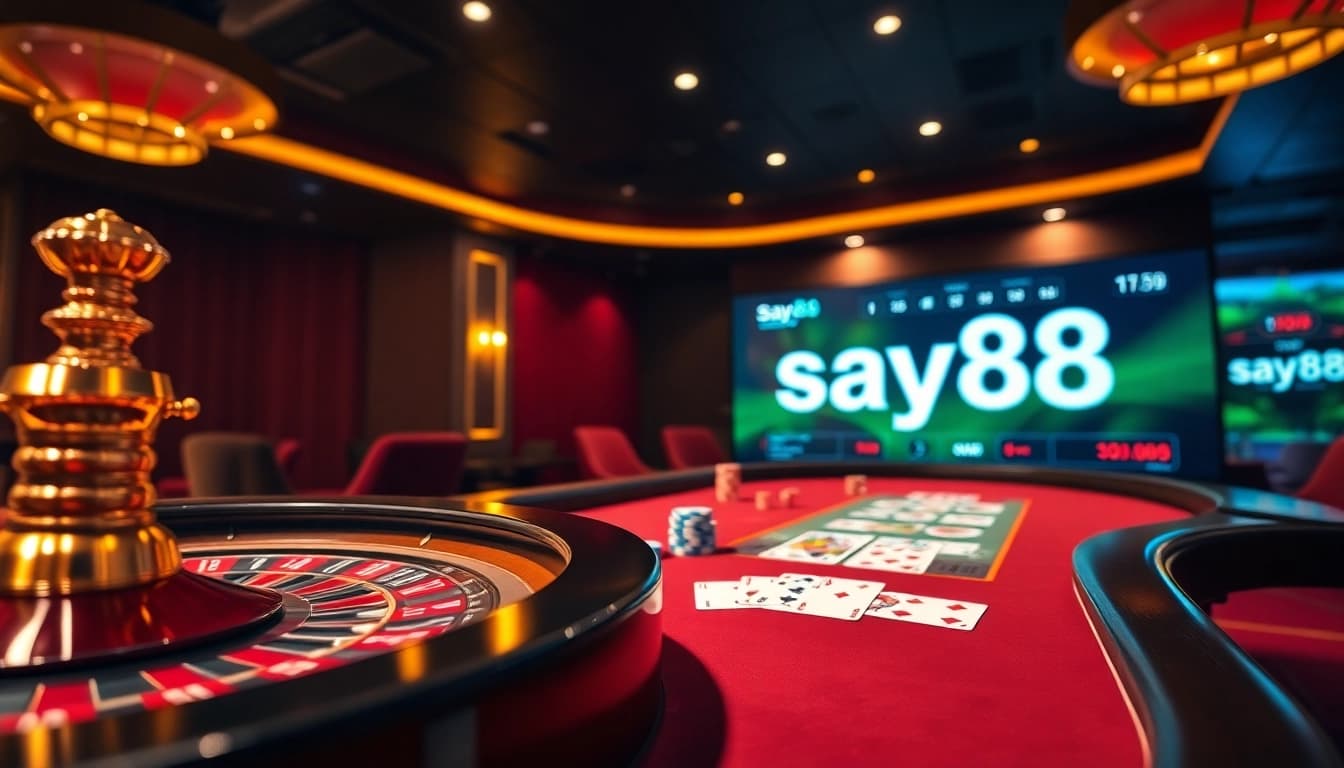 Experience the luxury of gambling at say88 with roulette, poker, and vibrant casino elements.