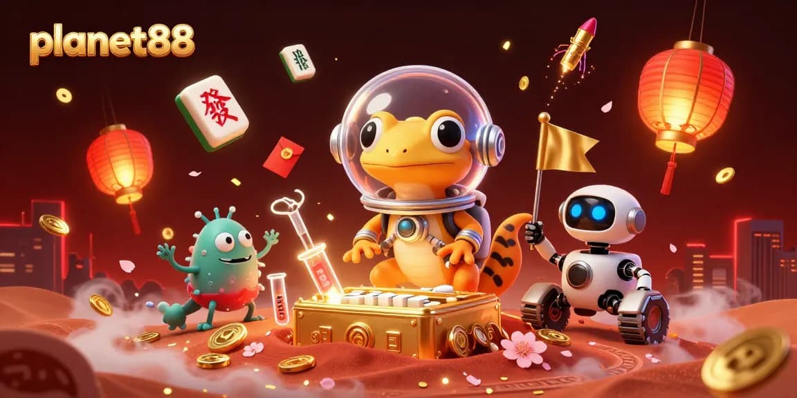 Join the excitement at planet88 with a Martian gecko uncovering a golden casino in vibrant 3D.