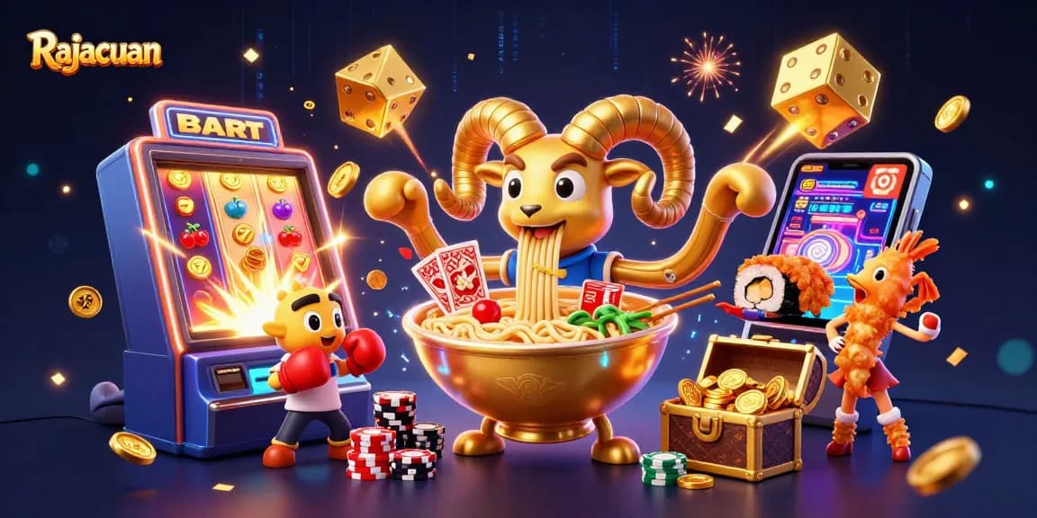 Rajacuan menyajikan suasana kasino dengan karakter unik dalam pertarungan kartu dan chip.