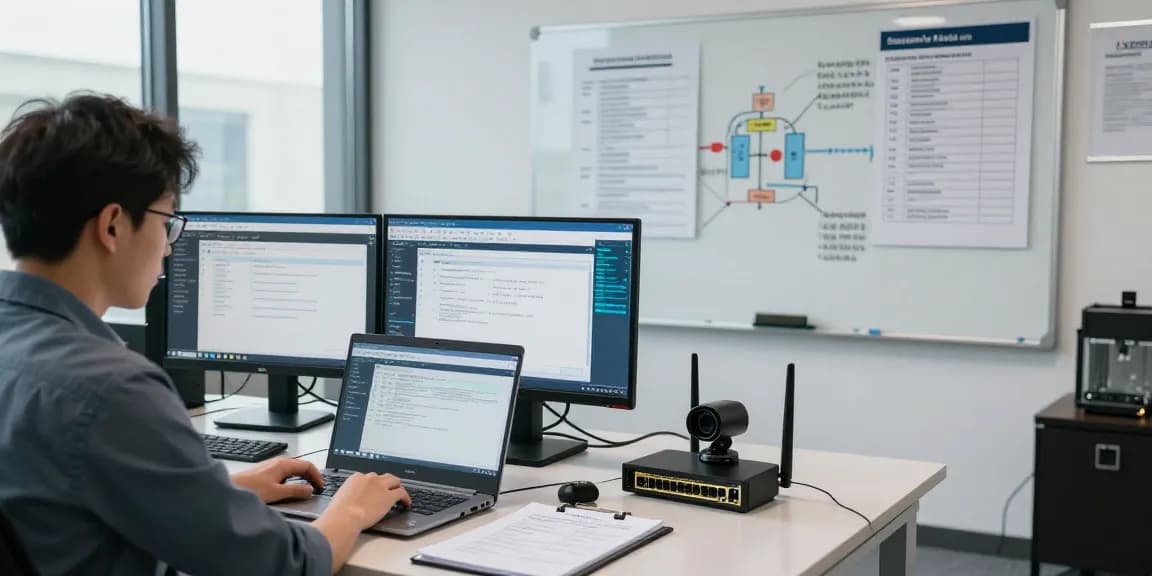 Security compliance inspection at https://shs-dome5.com/ with IT specialist reviewing protocols and dashboards.