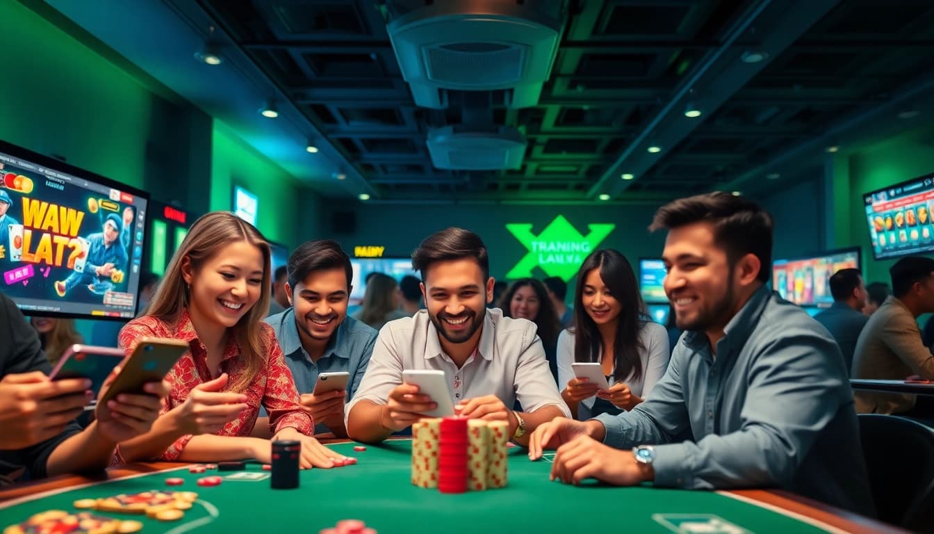 Exciting gaming scene at Trang Chủ XX88 showcasing players enjoying online gambling.