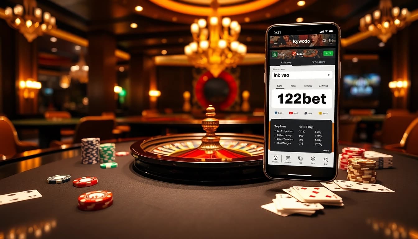 Engaging scene of luxury gambling with the focus on ink vao 12bet and casino excitement.