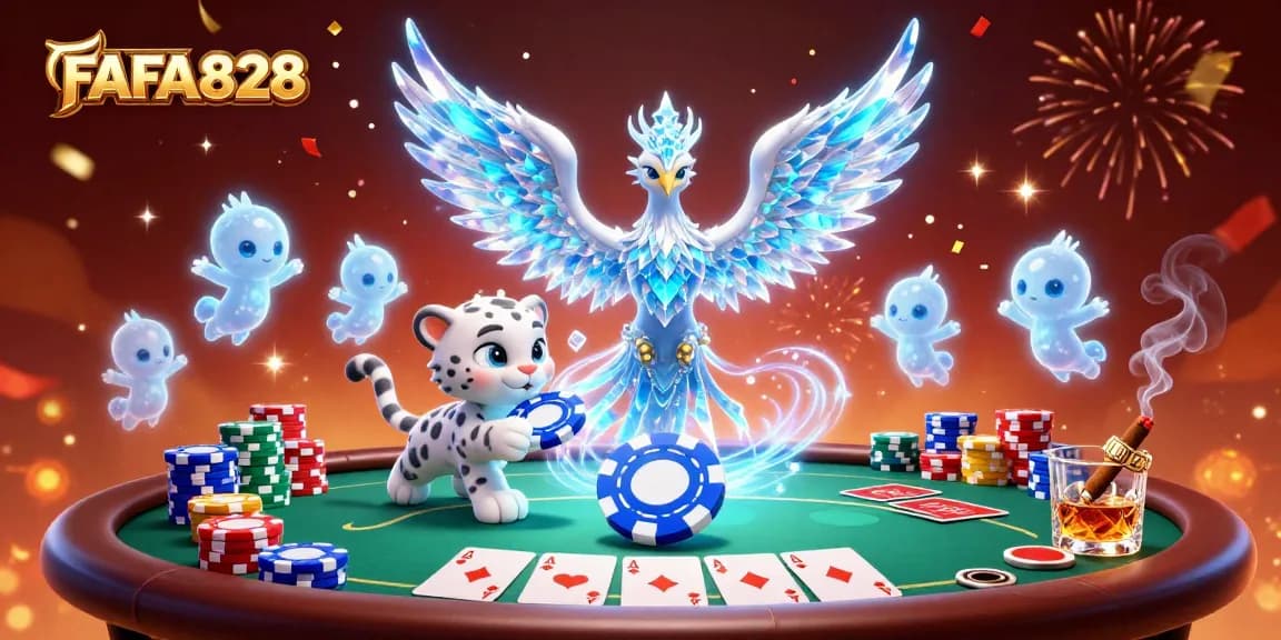 Engage with FAFA828 as ice phoenix, leopard, and sprites bring casino fun