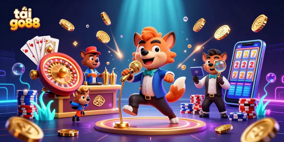 Engaging scene with hyenas promoting tải go88 in a vibrant casino setting