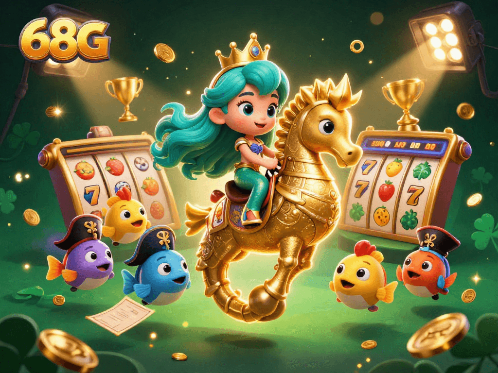 Aposte com 68G em emocionante ilustração de cassino, mermaid e seahorse triunfando!
