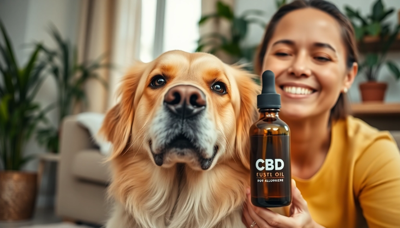 Happy dog enjoying CBD Oil For Dog in a warm, inviting home environment.