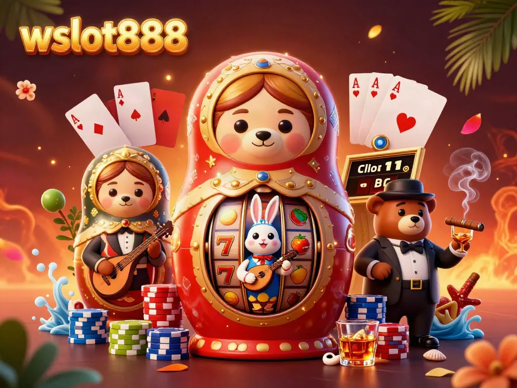 Menggoda keberuntungan dengan wslot888, simbol slot, dan dealer kasino virtual.