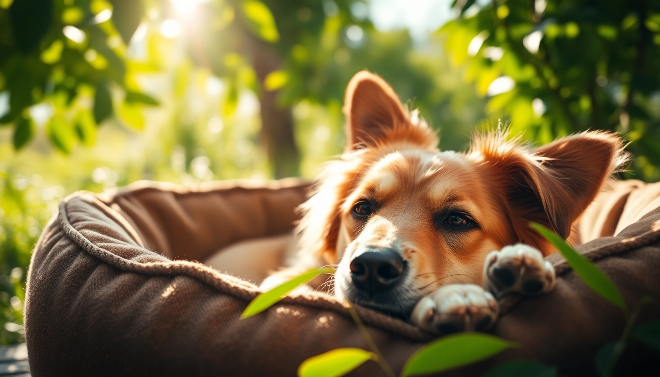 Experience calm with CBD For Pet while your dog enjoys a peaceful moment in nature.