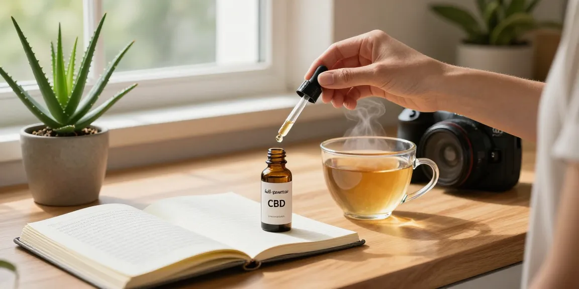 Buy full spectrum CBD oil Canada with a serene kitchen setup showcasing wellness items and natural light.