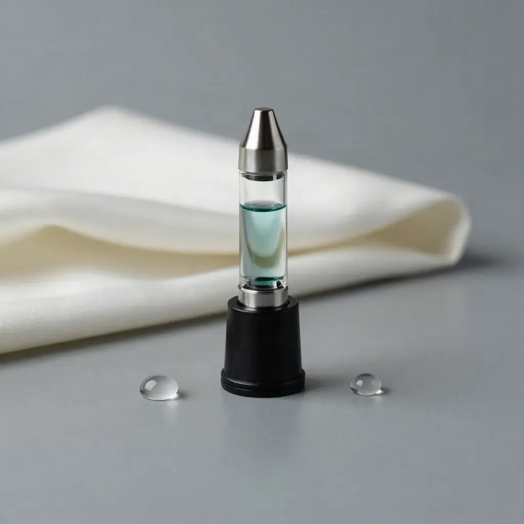 Floating Blue Dream CBD vape cart with droplets and silk on a cool ash-grey studio field.