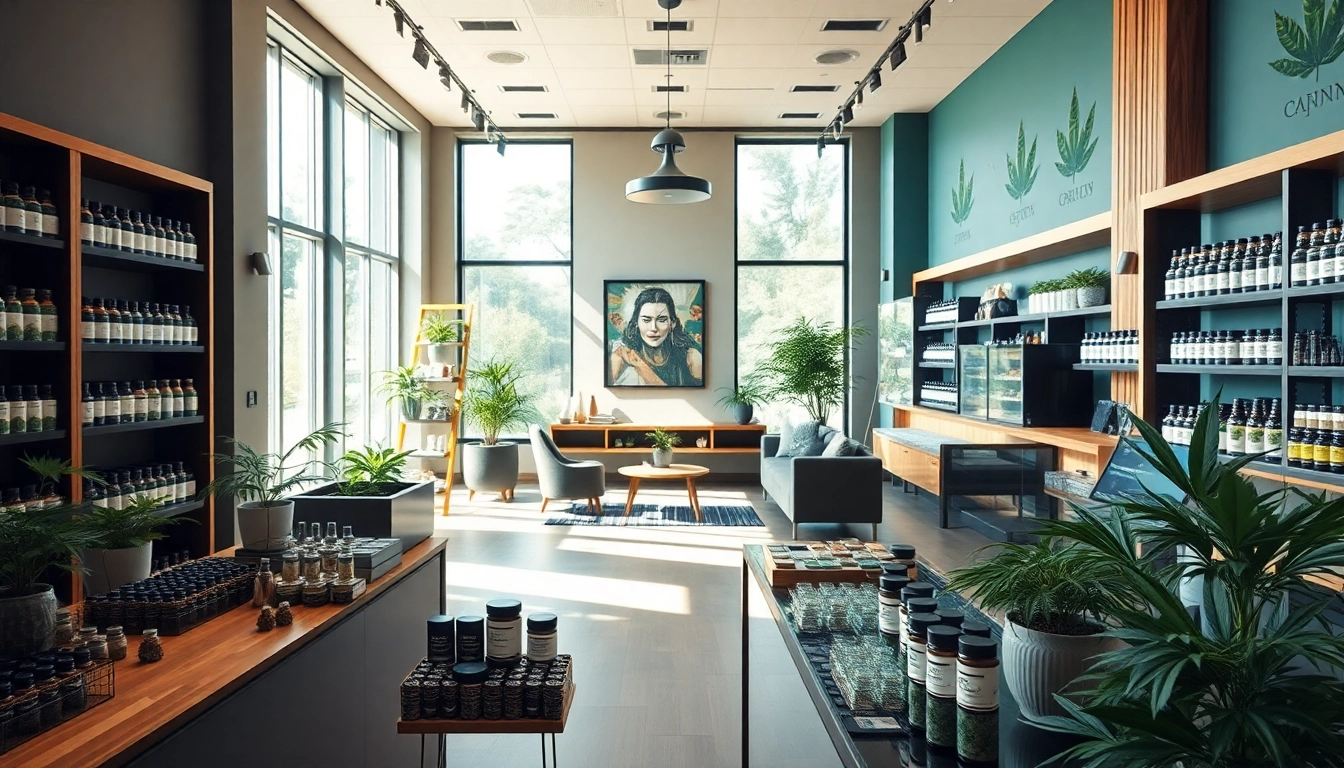 Inside a modern Weed Store showcasing various cannabis products in a welcoming environment.