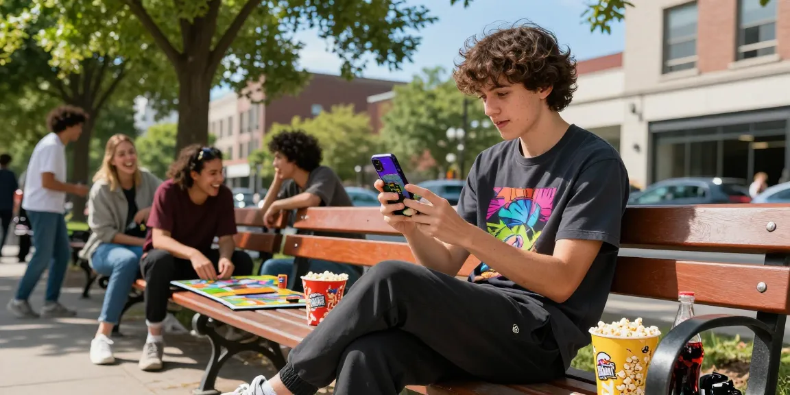 Engaging scene of a young adult playing rokok88 on a smartphone in a park.