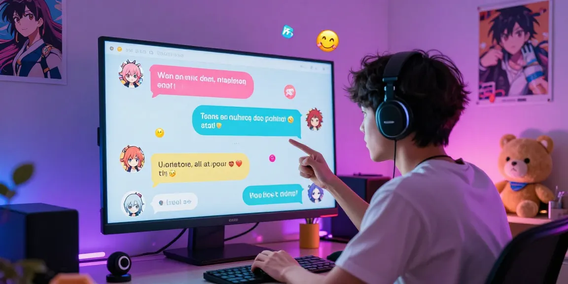 Engaging hentai ai chat scene with animated avatars and vibrant colors in a cozy digital setting.