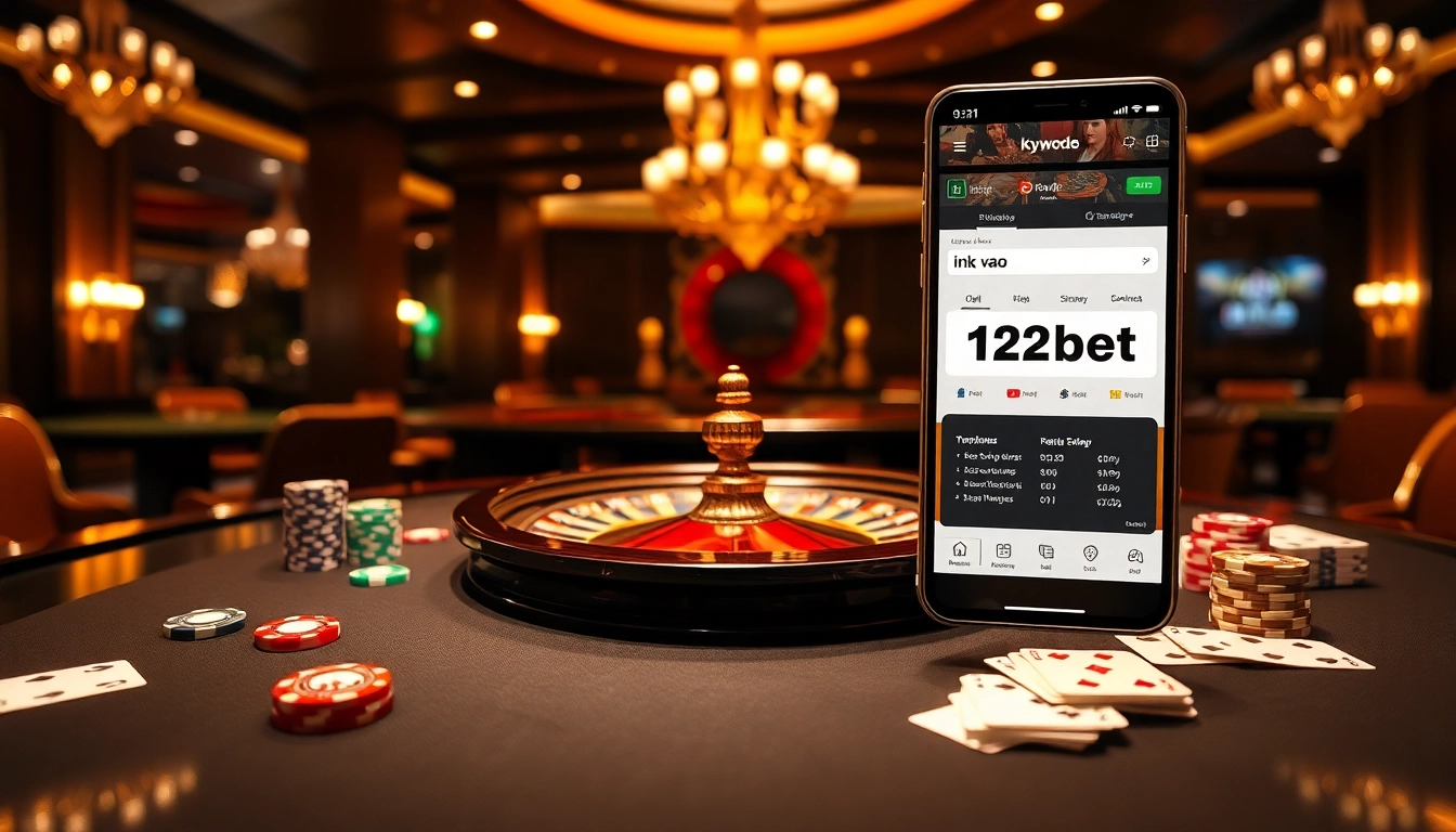 Engaging scene of luxury gambling with the focus on ink vao 12bet and casino excitement.