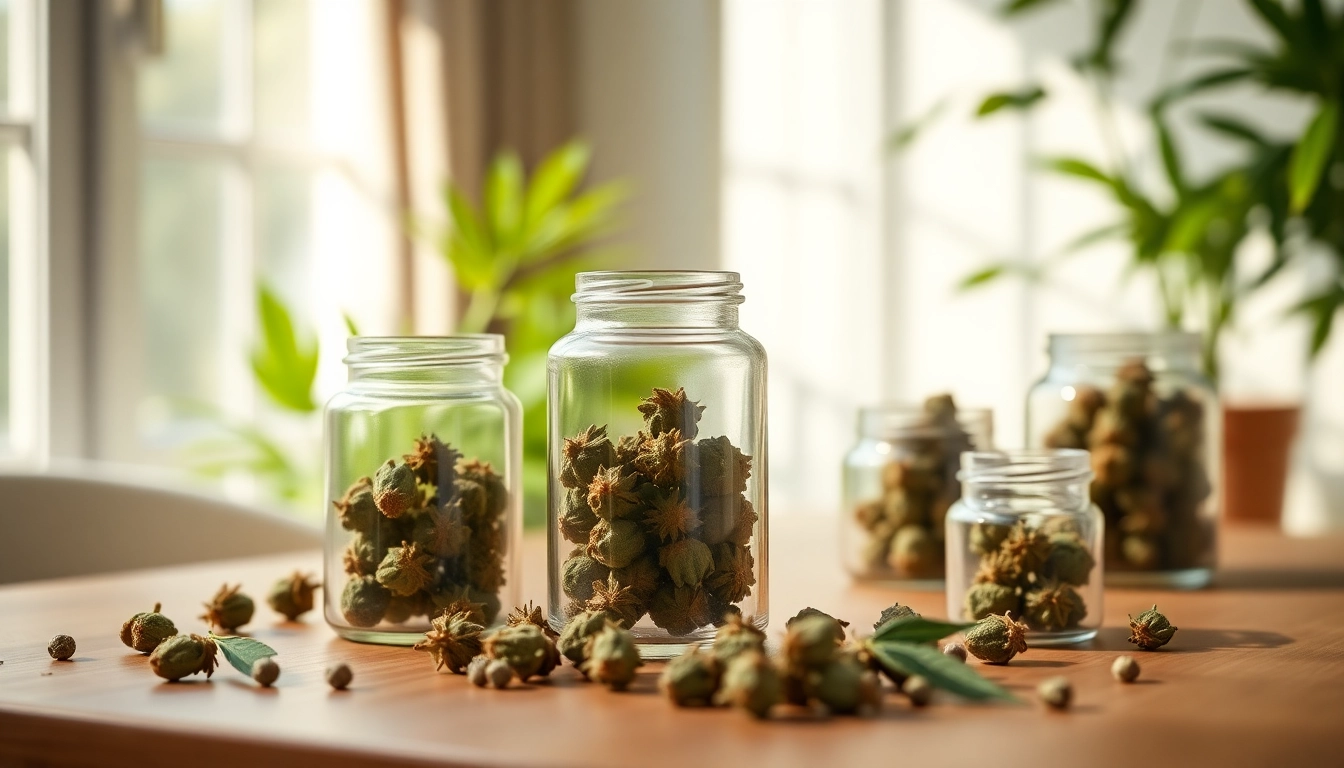 Mental Wellness CBD buds arranged elegantly to showcase their therapeutic benefits in a serene environment.