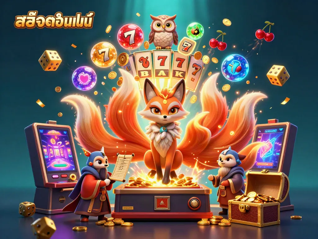 Experience the excitement of สล็อตออนไลน์ with vibrant characters, explosive jackpots, and dazzling casino effects in this stunning 3D illustration.