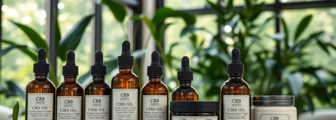 Showcasing CBD oil for skin products in a serene spa setting, emphasizing their natural beauty benefits.