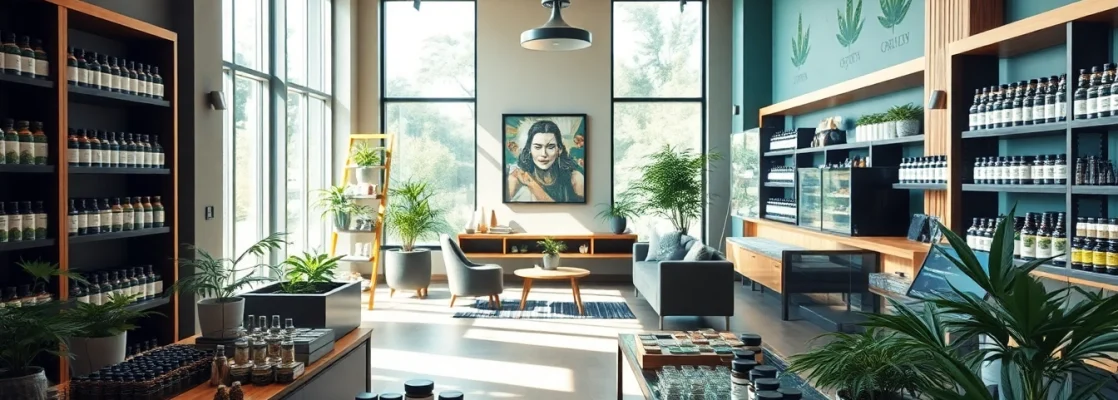 Inside a modern Weed Store showcasing various cannabis products in a welcoming environment.