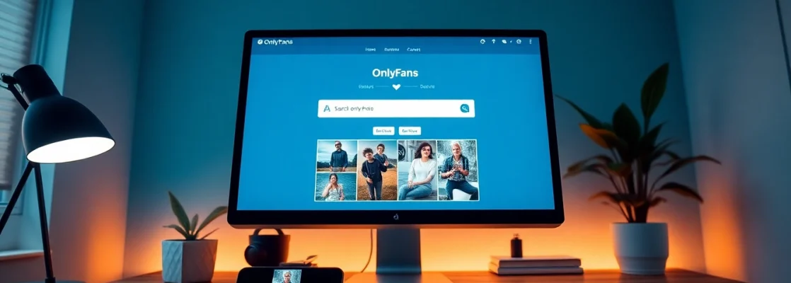 Search OnlyFans by photo in a modern digital workspace with a computer interface.