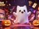 Spinning the reels at toto slot tergacor with a ghost cat and vibrant casino elements.